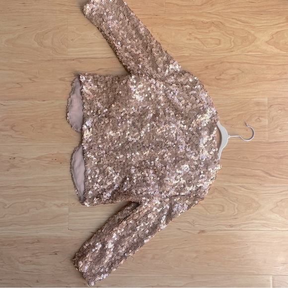 Forever 21 Girls Rose Gold Sequin Festive Jacket Size Medium (10). - Picture 4 of 7
